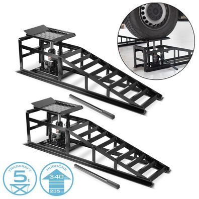 Stahlwerk Hydraulische Auffahrrampe GTH-14 ST 2er Set mit 5 Tonnen Tragkraft