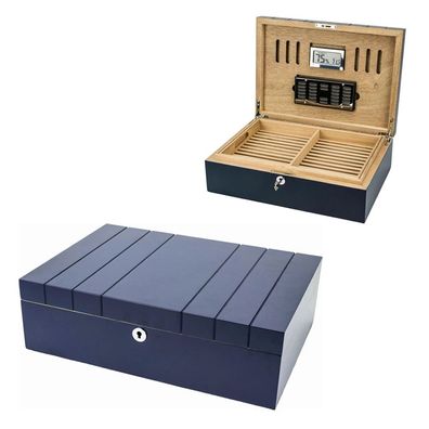 Humidor dunkelblau matt, für bis zu 40 Zigarren mit Schloss