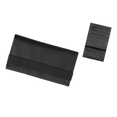 Angelo Tabakbeutel / Drehtasche Leder, Schwarz für Tabak, Gummiband