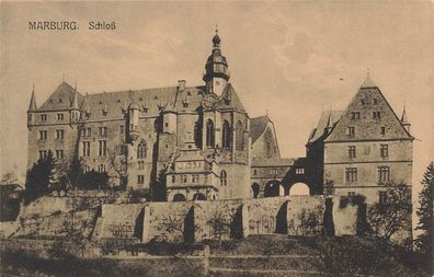 AK Marburg (35037), Marburg & Schloß, n. gelaufen