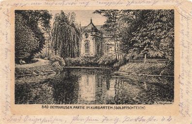 AK Bad Oeynhausen (32545), Partie im Kurkarten (Goldfischteich), gelaufen am 15.07.25