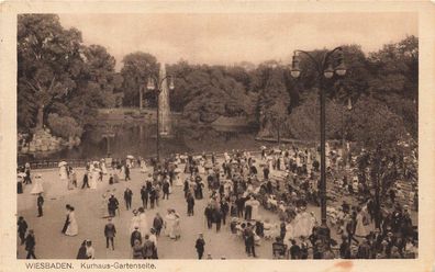AK Wiesbaden (65183), Kurhaus Gartenseite , gelaufen am 18.06.1908