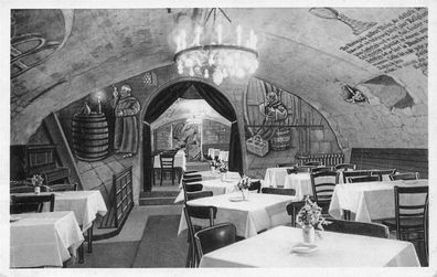 AK Rüdesheim am Rhein (65385), Gasthaus zum Felsenkeller, gelaufen