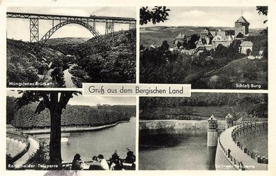 AK Köln (50667), Mehrbildkarte, Gruss vom Bergischen Land", gelaufen am 09.09.1953