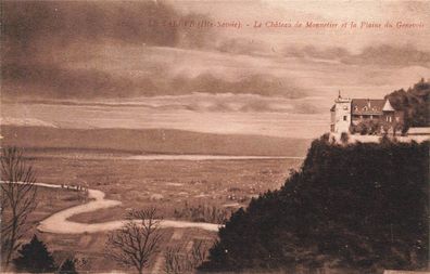 AK Genf (CH-1201), Salève, Le Chateau de Monnetier et la Plaine du Genevvis, gelaufen