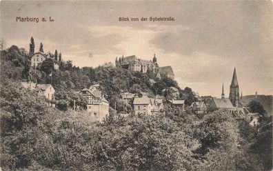 AK Marburg (35037), Blick von der Sybelstraße, n. gelaufen