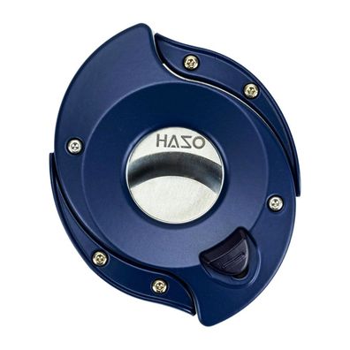 HASO Zigarrencutter, Doppelklinge 22mm Schnitt, Aluminiumgehäuse, Blau