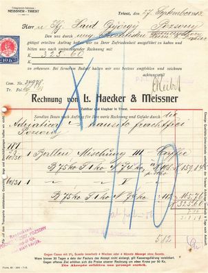 Alte Rechnung, L. Haecker & Meissner, Triest" 27.09.1913