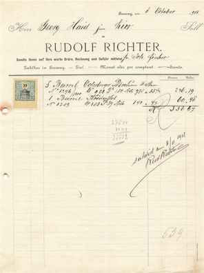 Alte Rechnung, Rudolf Richter, Possony" 08.10.1913