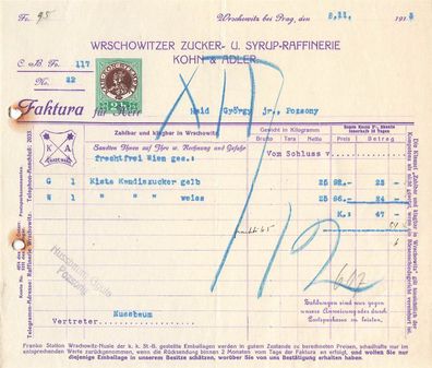 Alte Rechnung, Kohn & Adler, Wrschowits" 03.11.1913