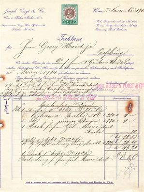 Alte Rechnung, Joseph Voigt & Co., Wien" 05.11.1913