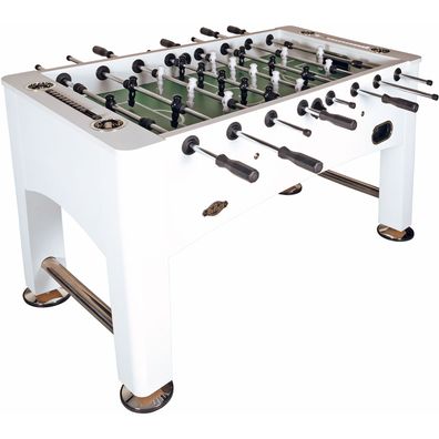 Charlsten Tischkicker Kickertisch Artic - Weißes Design mit schwarzen und chromfar