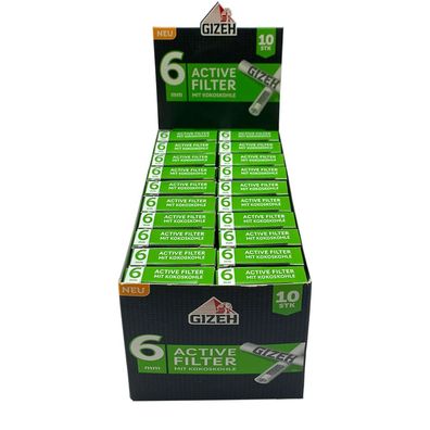 Gizeh Active Filter 6mm Aktivkohle Box mit 20 Schachteln à 10 Stück