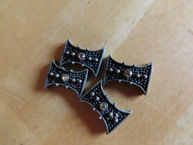 Verzierung für Kleidung X Form Metall mit Glitzerstein / 4St