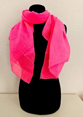 Blogger Italy Schal Tuch Halstuch Baumwolle/Seide asymetrisch einfarbig Neon Pink
