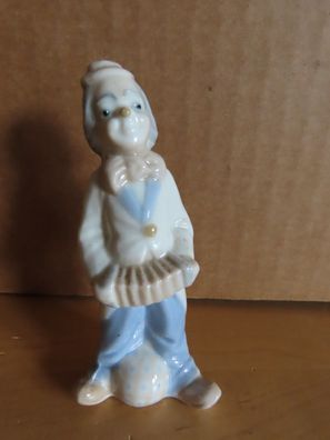 Figur Clown mit Harmonika Ball Keramik dezente Farben ca.9,7 cm