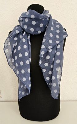Blogger Italy Schal Tuch Halstuch Baumwolle/Seide asymetrisch Punkteprint Jeansblau