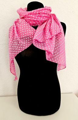 Blogger Italy Schal Tuch Seide/Baumwolle asymetrisch mittelgroße Punkte helles Pink