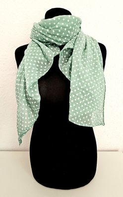 Blogger Italy Schal Tuch Seide/Baumwolle asymetrisch mittelgroße Punkte helles Grün