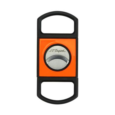 ST Dupont Zigarrencutter Fluo, Doppelklinge 21mm Schnitt, Schwarz / Orange
