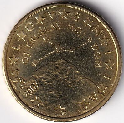 50 Cent Münze Slowenien - 2007 - "Berg Triglav u. d. Sternbild d. Krebes"