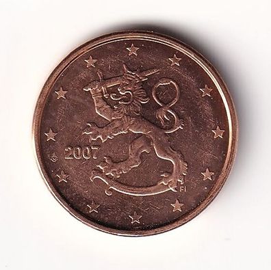 1 Cent Münze Finnland - 2007 - "Löwe mit Schwert und Krone"