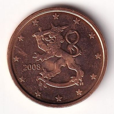 2 Cent Münze Finnland - 2008 - "Löwe mit Schwert und Krone"