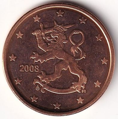 5 Cent Münze Finnland - 2008 - "Löwe mit Schwert und Krone"