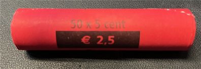 Münzrolle - 50 x 5 Cent Münze Luxemburg- 2004 - "Großherzog Henri I"
