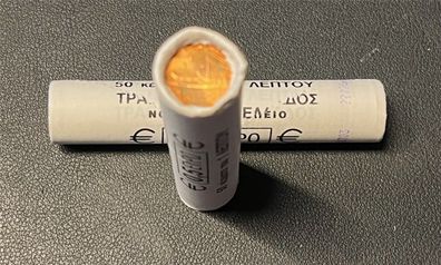 Münzrolle - 50 x 1 Cent Münze Griechenland 2003 - "Antike athenische Thriere"