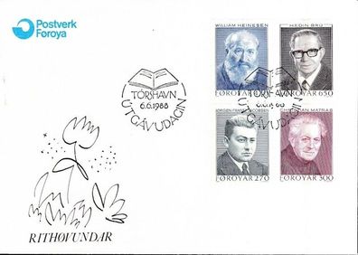 Färöer 1988 FDC MiNr. 168-171 Schriftsteller