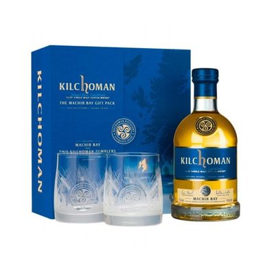 Kilchoman Machir Bay Whisky, Geschenkset mit 2 Gläsern, 46% Vol. 0,7 l