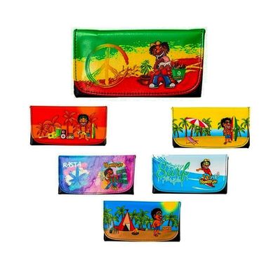 Angelo Tabakbeute, Lederimitat im Rasta Design, 1x Beutel, Farbe nicht wählbar