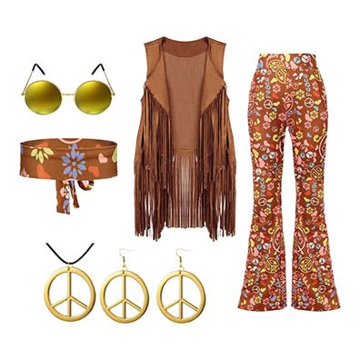 Hippie-Kostum-Set, Damen-Requisiten fur Partyzubehor, Maskerade, Verkleidung