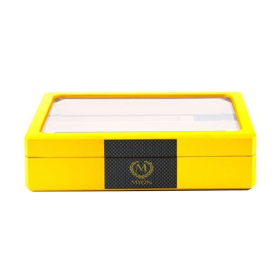 Myon Humidor, Racing-Edition GELB, Acryl-Deckel für ca. 20 Zigarren