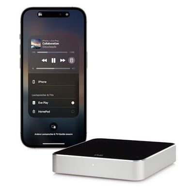 Eve Play (Apple Home) Streaming-Audio-Adapter für AirPlay mit drei Audioausgängen, WL