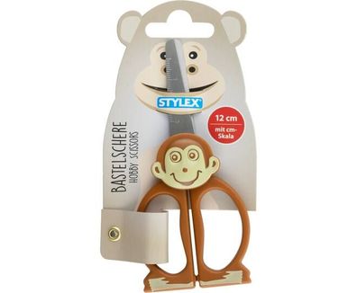 Motiv-Kinderschere 12 cm Affendesign cm-Skala abgerundete Spitze