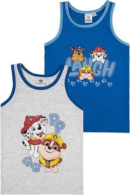 Paw Patrol Unterhemd für Jungen - Kinder Tank Top Hemdchen Unterwäsche Blau/Grau