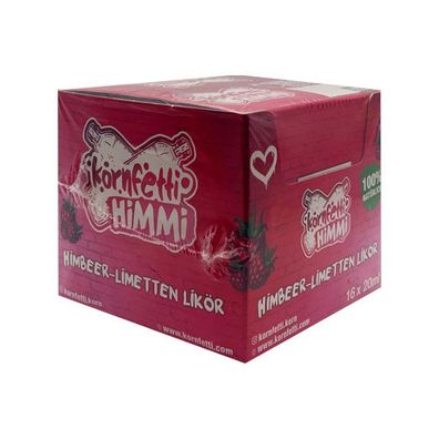 Kornfetti HIMMI Partybox, Himbeer-Limetten Likör, 15% Vol. 16x 0,02 l