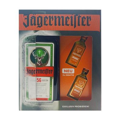 Jägermeister Kräuterlikör + 2x Jägermeister ORANGE 0,02l, 35% Vol. 0,7 l