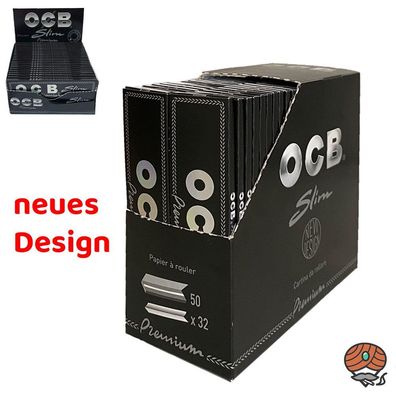 OCB Schwarz Premium Long Slim Papers / /rehpapier, 50 Hefte à 32 Blatt