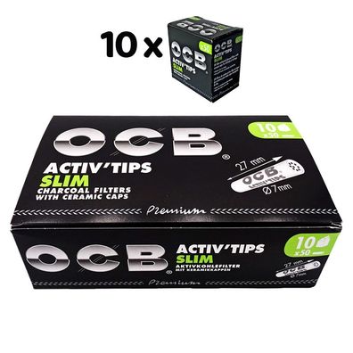 10 Pack OCB Active Tips Slim 50 Stück