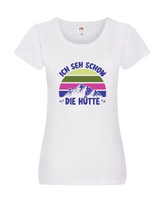 Ich seh schon die Hütte | Berge | Hütte Damen Shirt Weiß