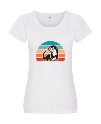 See Otter | Sunset | Retro | Vintage | Natur Damen Shirt Weiß