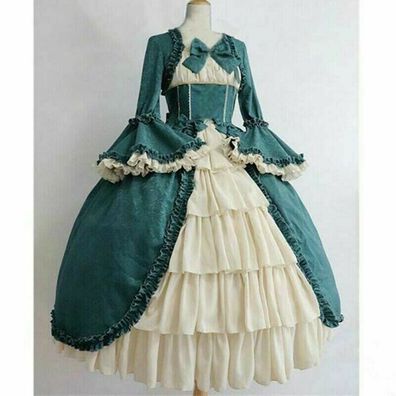 Damen Gothic Lolita Kleid Abgestuft Ruschen Vintage Mittelalter Victorian Kostum