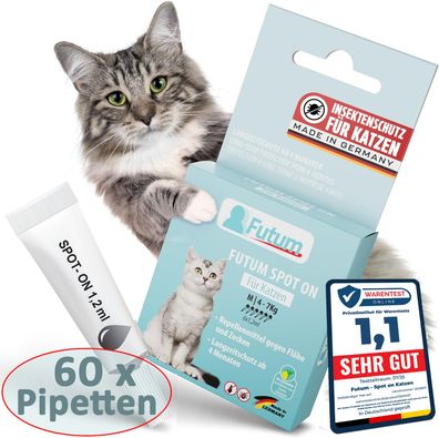 FUTUM 60x1,2ml Flohschutz und Zeckenschutz Spot-On für Katzen