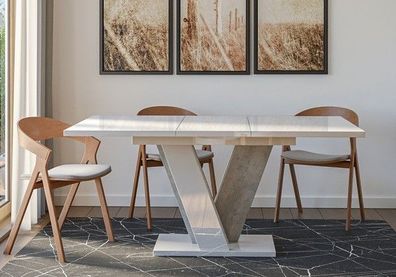Esstisch VINEY - Ausklappbar, Tisch, Wohnzimmer, Esszimmertisch, Hochglanz