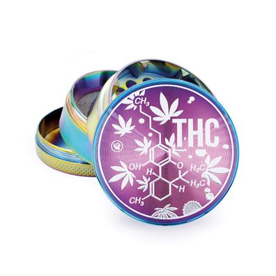 FIRE-FLOW Kräutermühle - THC Molecule Icy + Silber, Metall, 50mm, 4-teilig