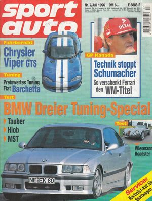 sport auto 7/1996, BMW Tuning, Viper, Fiat, Wiesmann, Formel 1