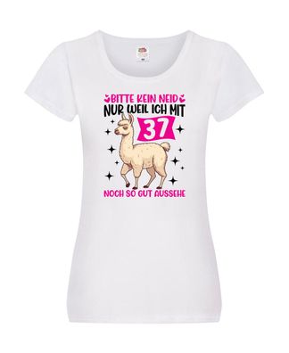37. Geburtstag | 37 Jahre | Lama | gut aussehen Damen Shirt Weiß